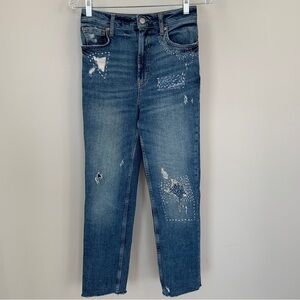 We The Free High Waisted Distressed Straight Fit Jeans Size 26